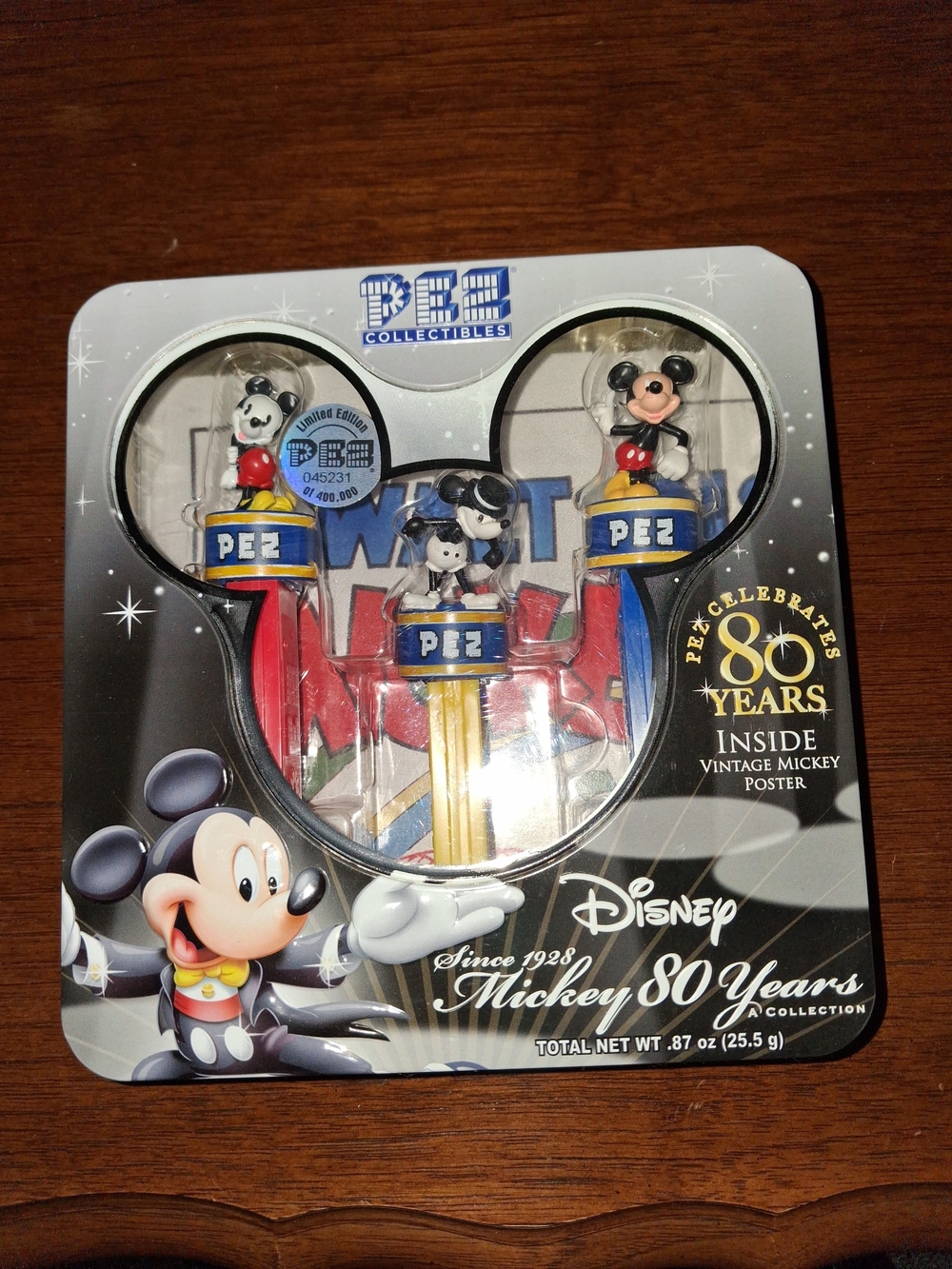 Disney PEZ Mickey 80 Years Collector Set - Black, Red, Yellow, Blue